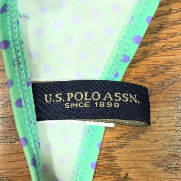 U.S. Polo Assn. Womens Bikini Swim Top Size Small Push Up Dots Sea Green Purple - Picture 6 of 8
